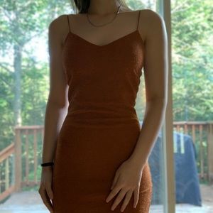 Orange Sparkly Bodycon Dress from Envy